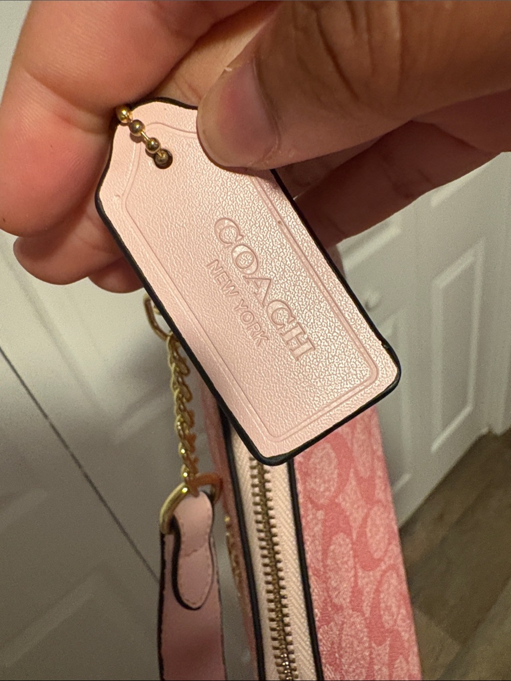 COACH Pink Signature Canvas Chain-Handle Shoulder Bag - Picture 3 of 4
